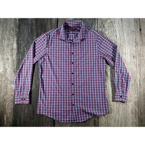 Mizzen and Main Shirt Mens L Red Blue Check Leeward Performance Trim Fit Button